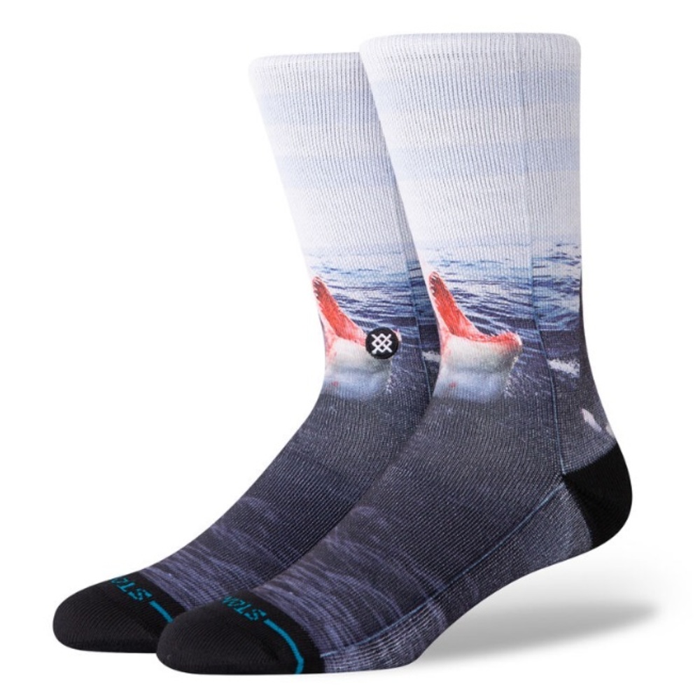 STANCE Men’s ‘Jaws’ Casual Poly Blend Mid Cushion Crew Socks - LANDLORD